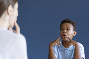 Kid in speech therapy